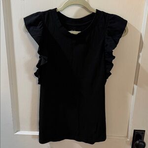 Banana Republic Black Ruffle Sleeve Top